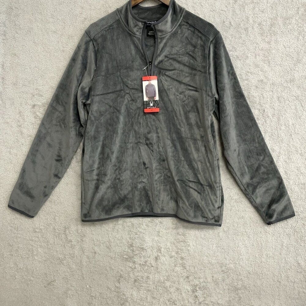 NEW Spyder Corduroy Men's M Gray 1/4 Zip Fleece Pullover Sweatshirt